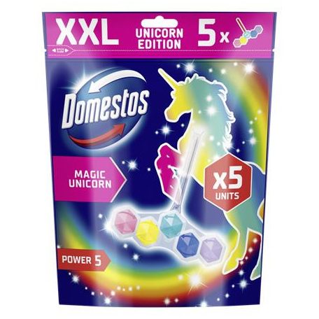 DOMESTOS WC frissítő blokk, 5 db-os, DOMESTOS "Power 5", unikornis