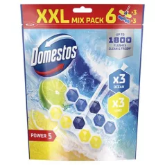   DOMESTOS WC frissítő blokk, 6 db-os, DOMESTOS "Power 5", óceán és lime