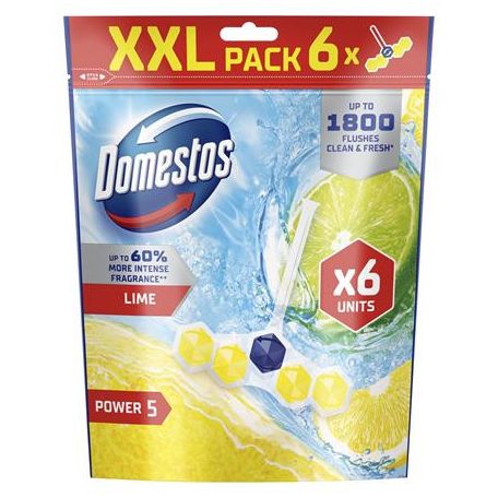 DOMESTOS WC frissítő blokk, 6 db-os, DOMESTOS "Power 5", lime