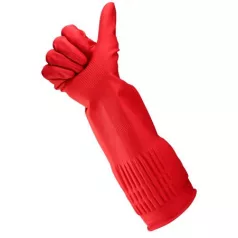   BONUS Gumikesztyű, háztartási, latex, extra hosszú, 38 cm, M méret, BONUS, piros