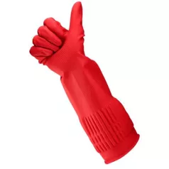   BONUS Gumikesztyű, háztartási, latex, extra hosszú, 38 cm, L méret, BONUS, piros