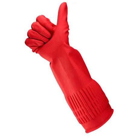 BONUS Gumikesztyű, háztartási, latex, extra hosszú, 38 cm, L méret, BONUS, piros