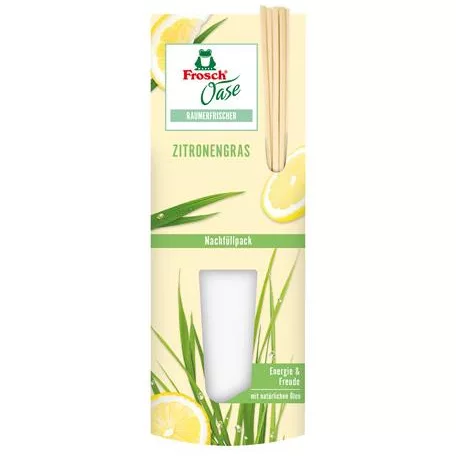 FROSCH Légfrissítő, 90 ml, utántöltő, FROSCH "Oase", citromfű