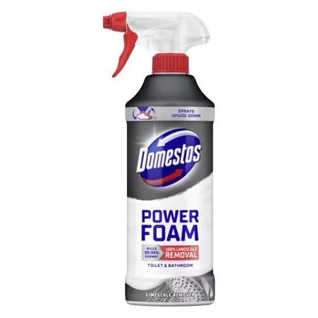 DOMESTOS WC- és fürdőszoba tisztító hab, 435 ml, DOMESTOS "Power Foam", vízkőoldó