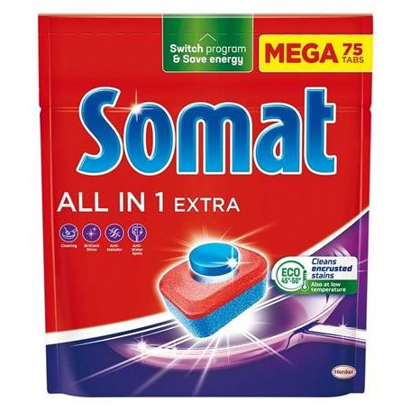 SOMAT Mosogatógéptabletta, 75 db, SOMAT "All in 1 Extra"