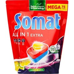  SOMAT Mosogatógéptabletta, 75 db, SOMAT "All in 1 Extra", Lemon&Lime