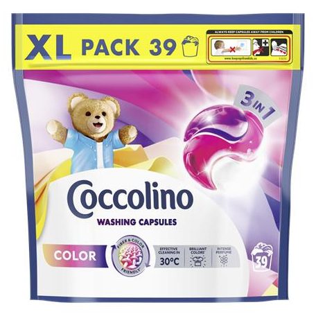 COCCOLINO Mosókapszula, 39 db, COCCOLINO "3in1 Color"