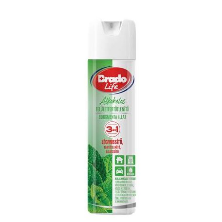 BRADO Felületfertőtlenítő és légfrissítő spray, 300 ml, BRADOLIFE, borsmenta