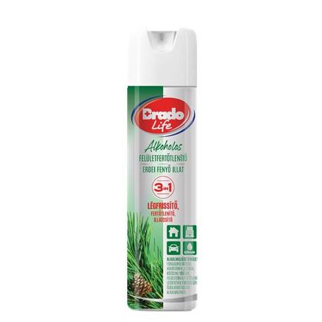 BRADO Felületfertőtlenítő és légfrissítő spray, 300 ml, BRADOLIFE, fenyő