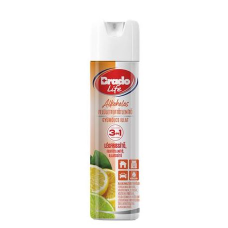 BRADO Felületfertőtlenítő és légfrissítő spray, 300 ml, BRADOLIFE, gyümölcs