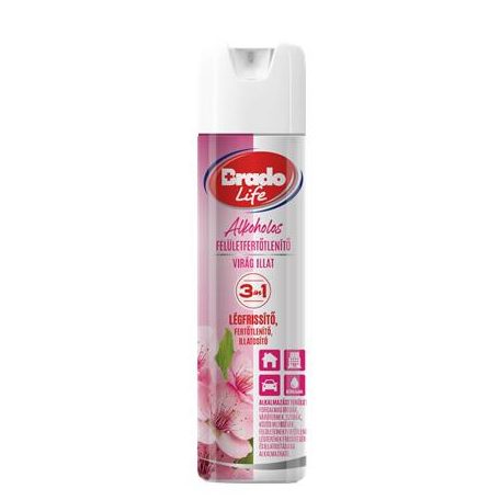 BRADO Felületfertőtlenítő és légfrissítő spray, 300 ml, BRADOLIFE, virág