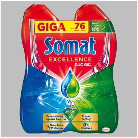 SOMAT Mosogatógép mosogatógél, duo, 2x684 ml, SOMAT "Excellence Grease Cutting"