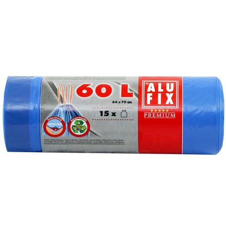 ALUFIX Szemeteszsák, zárószalagos, 60 l, 15 db, ALUFIX