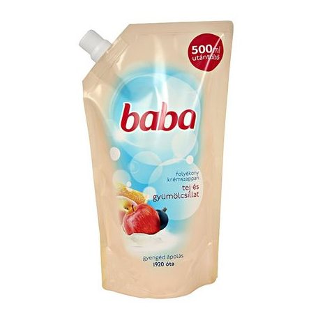 BABA Folyékony szappan utántöltő, 0,5 l, BABA, tej és gyümölcs