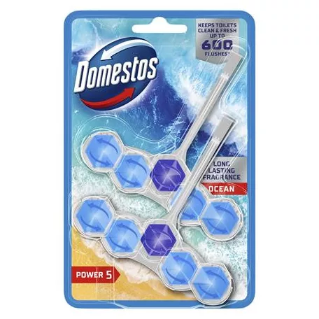 DOMESTOS WC frissítő blokk, 2 db-os, DOMESTOS "Power 5", óceán