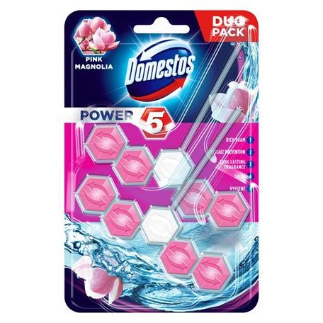 DOMESTOS WC frissítő blokk, 2 db-os ,DOMESTOS "Power 5", pink magnólia