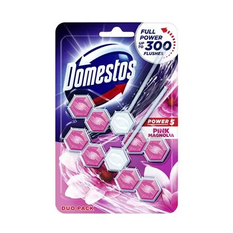 DOMESTOS WC frissítő blokk, 2 db-os,DOMESTOS "Power 5", pink magnólia