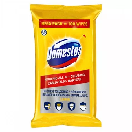 DOMESTOS Nedves törlőkendő, 100 db, DOMESTOS "XXL citrus"