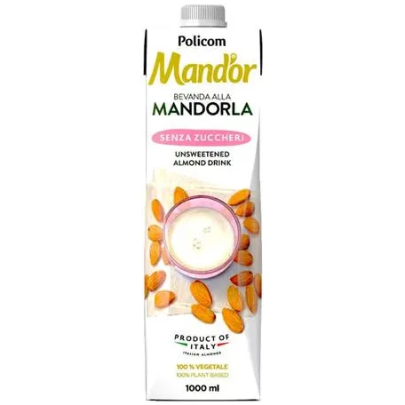 MAND'OR Növényi ital, cukormentes, dobozos, 1 l, MAND'OR "Prémium", mandula
