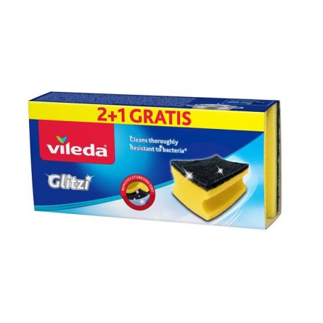 VILEDA Súrolószivacs, 2+1 db, antibakteriális, VILEDA "Glitzi"