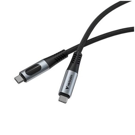 VERBATIM USB kábel, USB-C - USB-C, 1,2 m, 100W, teljesítménykijelzővel, VERBATIM
