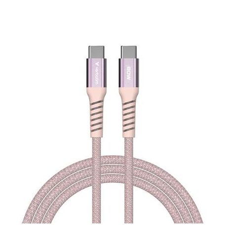 VERBATIM USB kábel, USB-C - USB-C, 1,2 m, 60W, mágneses, VERBATIM, rózsaszín