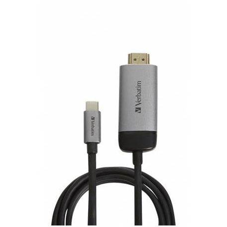 VERBATIM Adapter, USB-C/HDMI, 4K, kábellel, VERBATIM, alumínium-fekete
