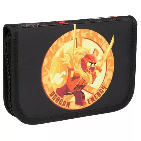 LEGO Tolltartó, klapnis, cipzáras, töltött, LEGO "Ninjago Dragon Energy", fekete-mintás
