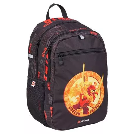 LEGO Hátizsák, dulpa rekeszes, LEGO "Ninjago Dragon Energy", fekete-mintás