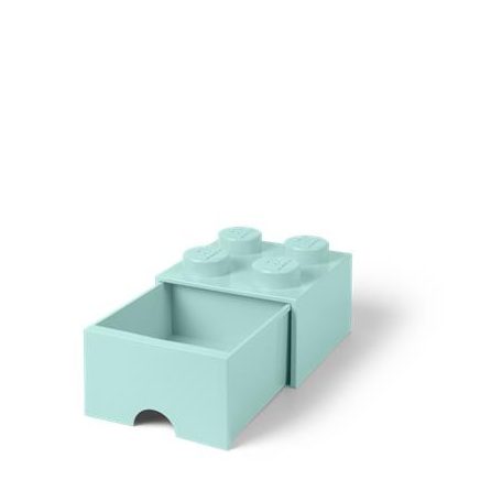 LEGO Tárolódoboz, fiókos, LEGO "Brick", vízkék