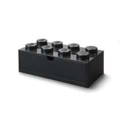   LEGO Tárolódoboz íróasztalra, fiókos, LEGO "Brick 4x2", fekete