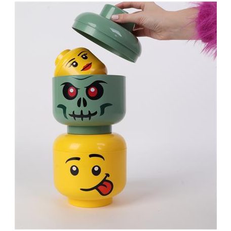 LEGO Tárolódoboz, fej, kicsi, LEGO, Silly