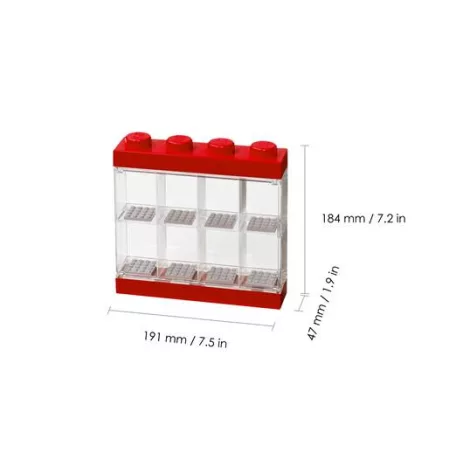 LEGO Gyűjtődoboz, minifiguráknak, 8 rekesz, LEGO, piros