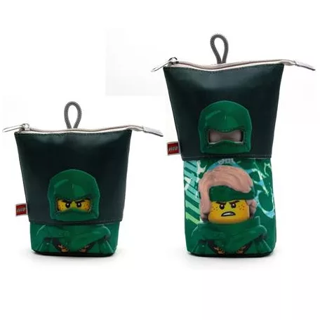 LEGO Tolltartó, cipzáras, pop-up, LEGO "Ninjago Lloyd", fekete-zöld-mintás
