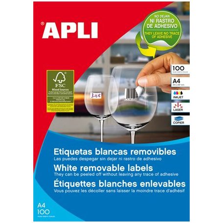 APLI Etikett, univerzális, 64,6x33,8 mm, eltávolítható, APLI, 2400 etikett/csomag