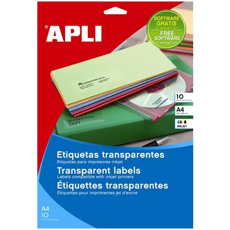 APLI Etikett, 70x37 mm, poliészter, APLI, átlátszó, 240 etikett/csomag