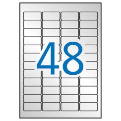   APLI Etikett, 45,7x21,2 mm, poliészter, időjárásálló, kerekített sarkú, APLI, ezüst, 960 etikett/csomag