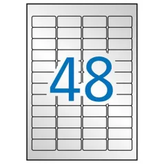   APLI Etikett, 45,7x21,2 mm, poliészter, időjárásálló, kerekített sarkú, APLI, ezüst, 960 etikett/csomag
