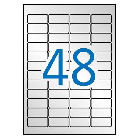 APLI Etikett, 45,7x21,2 mm, poliészter, időjárásálló, kerekített sarkú, APLI, ezüst, 960 etikett/csomag