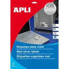   APLI Etikett, 45,7x21,2 mm, poliészter, időjárásálló, kerekített sarkú, APLI, ezüst, 960 etikett/csomag