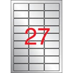   APLI Etikett, 63,5x29,6 mm, poliészter, időjárásálló, kerekített sarkú, APLI, ezüst, 540 etikett/csomag