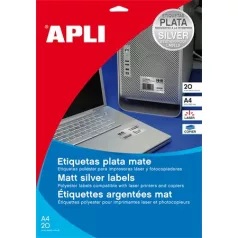   APLI Etikett, 63,5x29,6 mm, poliészter, időjárásálló, kerekített sarkú, APLI, ezüst, 540 etikett/csomag
