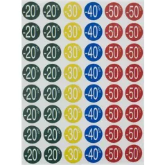   APLI Etikett, árengedmény, 24 mm, kör, színes, APLI, 240 etikett/csomag, -30-70%