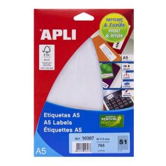   APLI Etikett, 45x8 mm, eltávolítható, ékszerekhez, A5 hordozón, APLI, 765 etikett/csomag