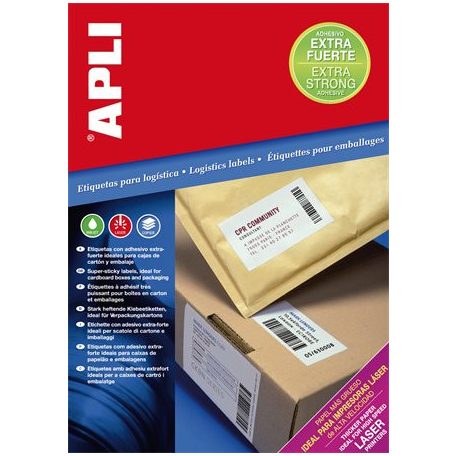 APLI Etikett, univerzális, 210x297 mm, extra erős, APLI "Super Sticky", 100 etikett/csomag