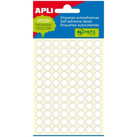 APLI Etikett, 8 mm kör, kézzel írható, fehér, APLI, 480 etikett/csomag