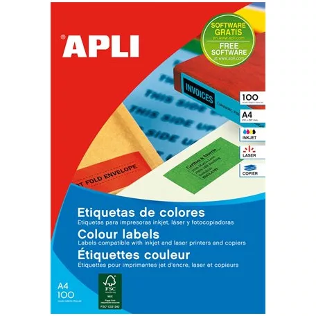 APLI Etikett, 70x37 mm, színes, APLI, sárga, 2400 etikett/csomag