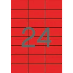   APLI Etikett, 70x37 mm, színes, APLI, piros, 2400 etikett/csomag