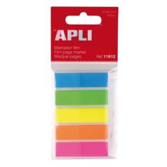   APLI Jelölőcímke, műanyag, 5x25 lap, 12x45 mm, APLI, 5 szín