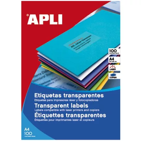 APLI Etikett, 70x37 mm, poliészter, időjárásálló, matt, APLI, áttetsző, 2400 etikett/csomag